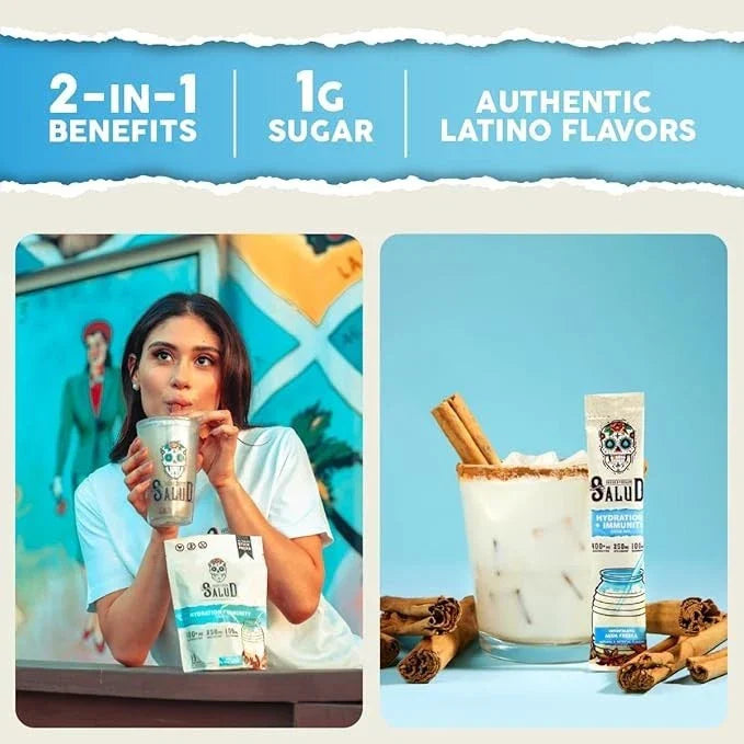 Salud 2-in-1 Hydration Pack + Immune Electrolyte Powder, Horchata - Jamaican Agu