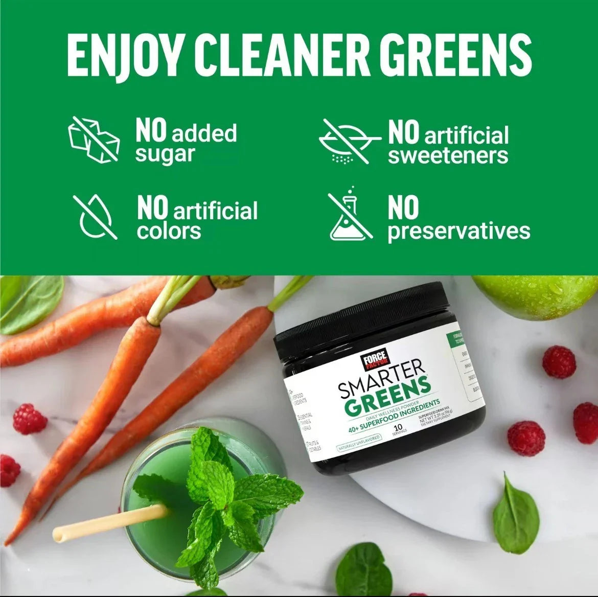 【US seller】Smarter Greens - 40+ Superfoods, 125M CFUs Probiotics, for Gut Health-Shop