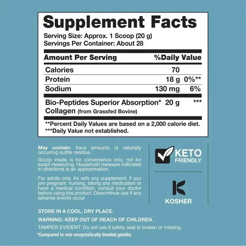 "NeoCell Collagen Bio-Peptides Powder 20oz -Grassfed Protein Supplement-Advanced