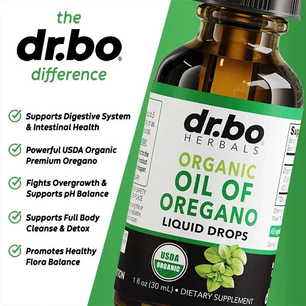Dr. Bo Organic Oil of Oregano Liquid Drops - Immune Support, Herbal Tincture, Gu