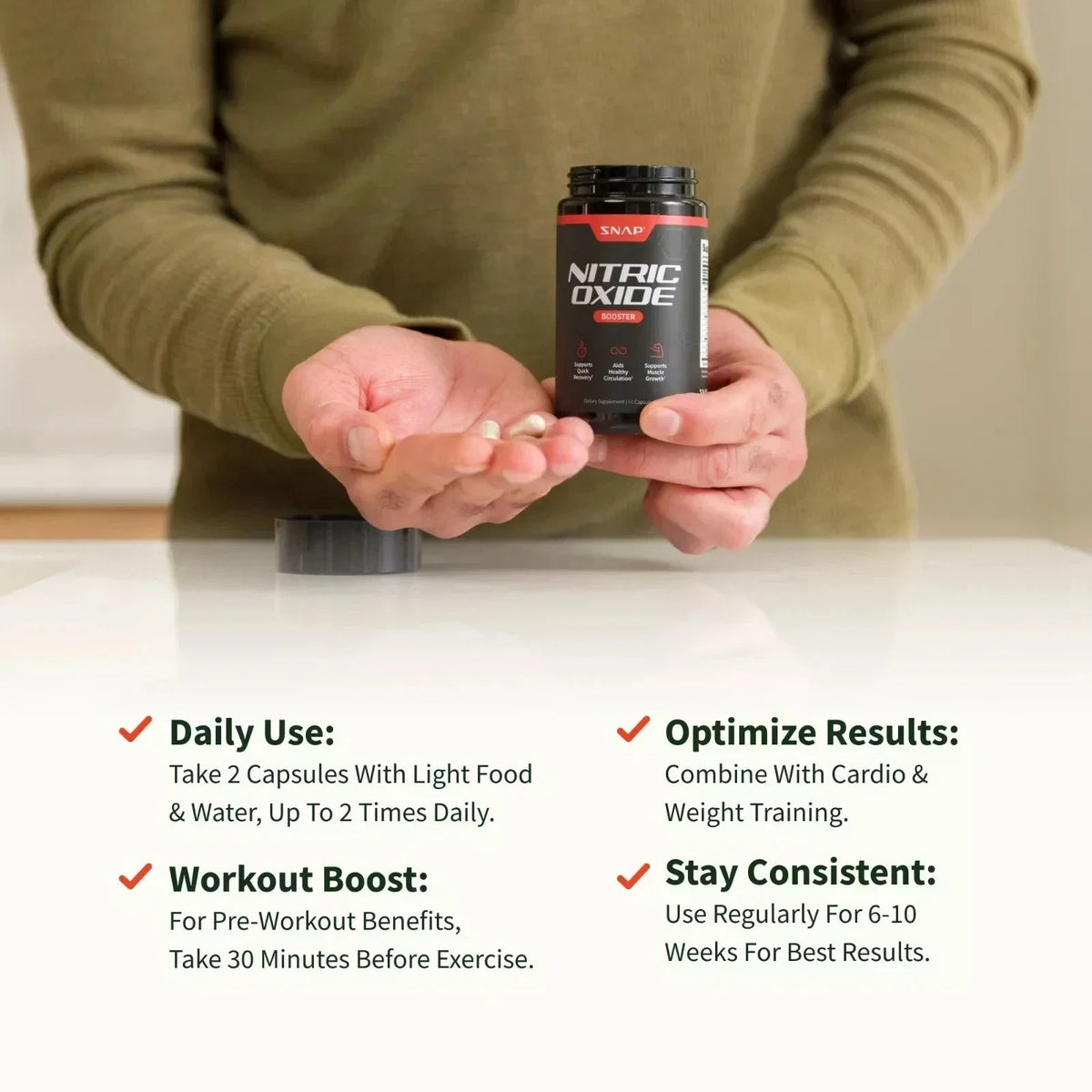 Nitric Oxide Booster Supplement - L-Arginine, L-Citrulline 1500mg - 60 Capsules-Shop