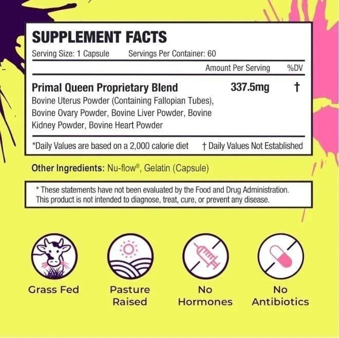 Primal Queen Beef Organ Supplement for Women 60 Counts Supplement